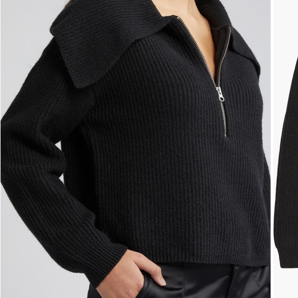 Brown Nordstrom Open Edit Ribbed Half-Zip Sweater - Picture 7 of 8